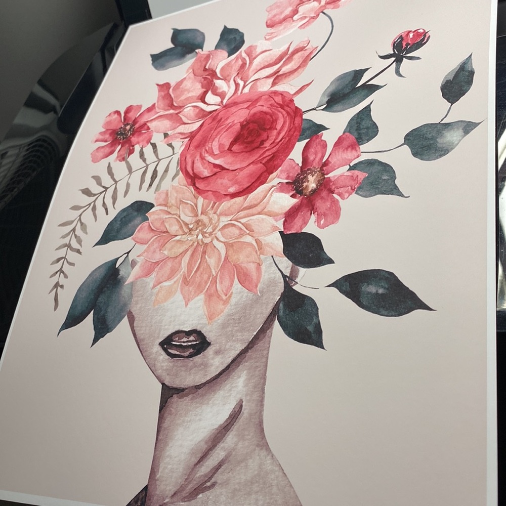 Watercolor Floral Woman Portrait Wall Art Illustration Print Poster Unframed - Picture 12 of 17